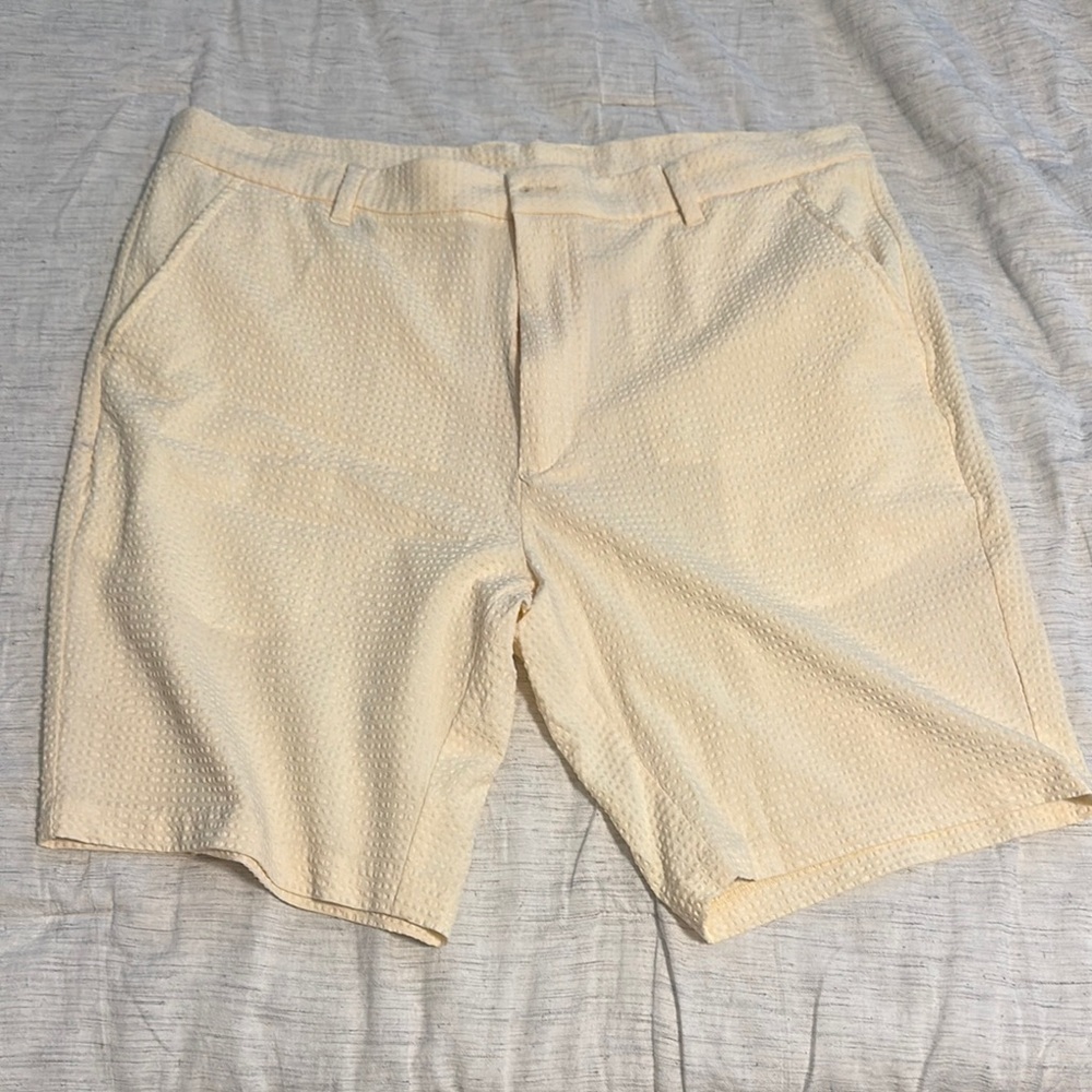 FootJoy Cream Yellow Flat Front Shorts